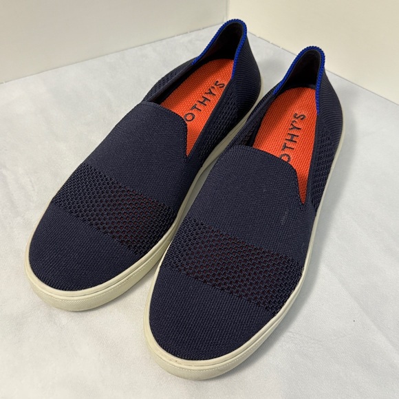 Rothy’s The Original Slip On Sneaker Maritime Lattice Stitch Navy Blue Size 8 - Picture 1 of 7